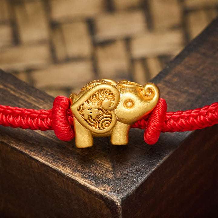 Buddha Stones Elephant Red String Copper Strength Bracelet - image 4
