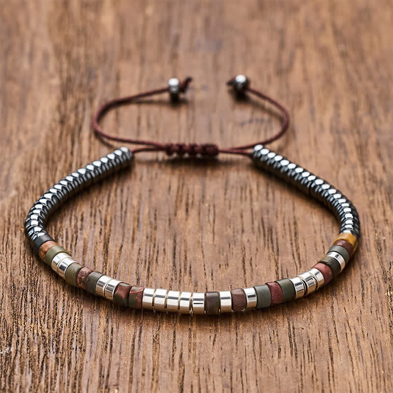 Buddha Stones Hematite Powerful Beads Bracelet - Silver - image 0