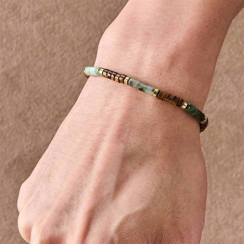 Buddha Stones Green Agate Tiger Eye Hematite Support Beaded Bracelet - image 4