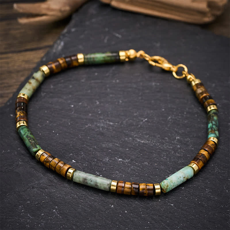 Buddha Stones Green Agate Tiger Eye Hematite Support Beaded Bracelet - image 3