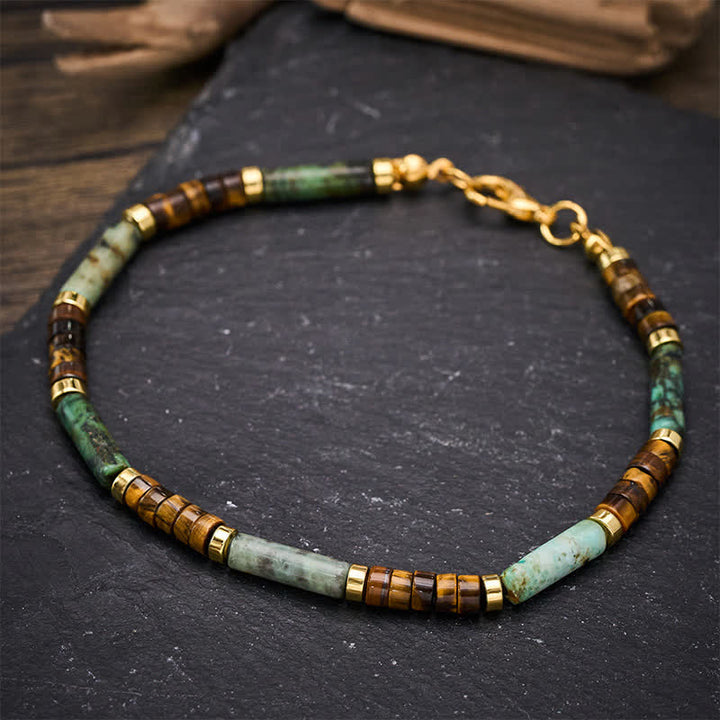 Buddha Stones Green Agate Tiger Eye Hematite Support Beaded Bracelet - image 3