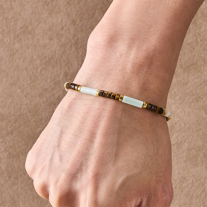 Buddha Stones Red Network Stone Tiger Eye Barrel Beads Confidence Bracelet - image 4