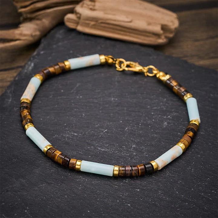 Buddha Stones Red Network Stone Tiger Eye Barrel Beads Confidence Bracelet - image 3