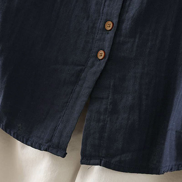 Buddha Stones Spring Casual Vintage Button-Up Contrast Collar Women's Long Sleeve Shirts - image 9
