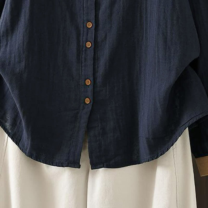 Buddha Stones Spring Casual Vintage Button-Up Contrast Collar Women's Long Sleeve Shirts - image 10