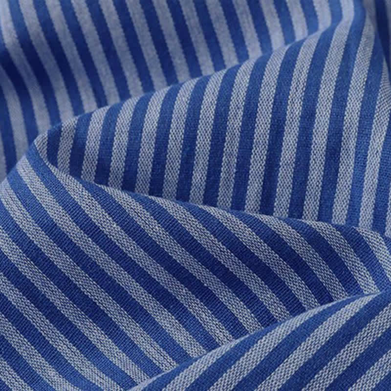 Buddha Stones Spring Fall Casual Drawstring Blue Striped Women's Long Sleeve Dress With Pockets - image 10