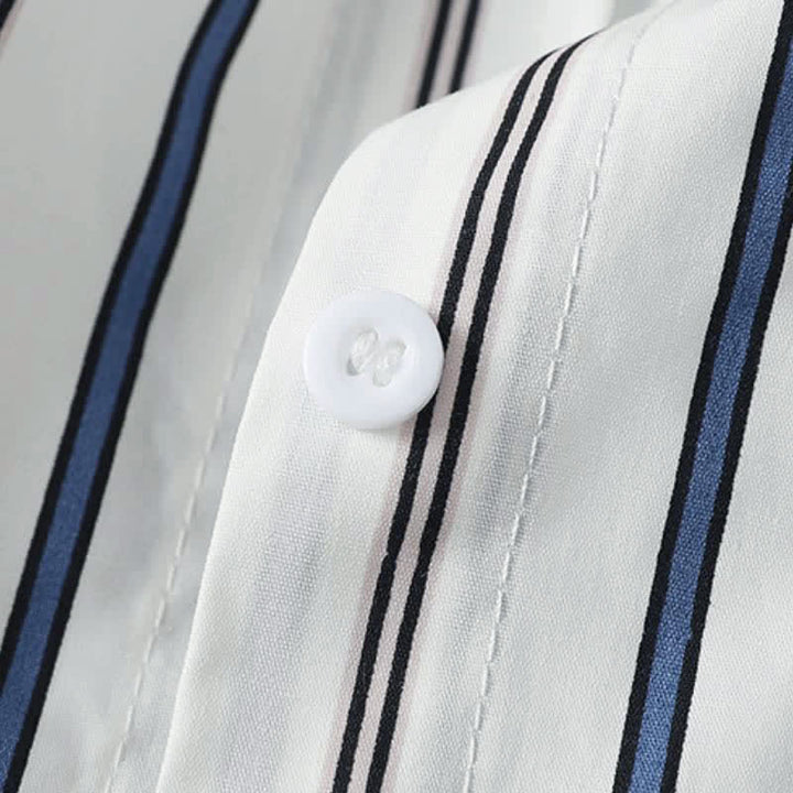 Buddha Stones Spring Casual Minimalist Button-Up Vertical Striped Women's Long Sleeve Shirts - image 8