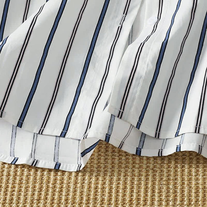 Buddha Stones Spring Casual Minimalist Button-Up Vertical Striped Women's Long Sleeve Shirts - image 9