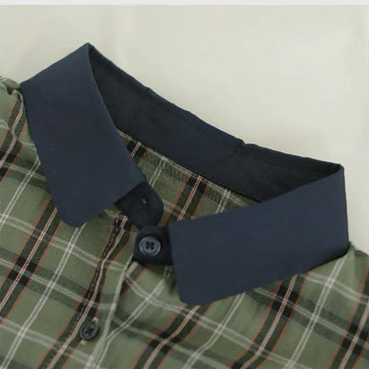 Buddha Stones Fall Casual Vintage Button-Up Contrast Collar Plaid Women's Long Sleeve Shirts - image 12