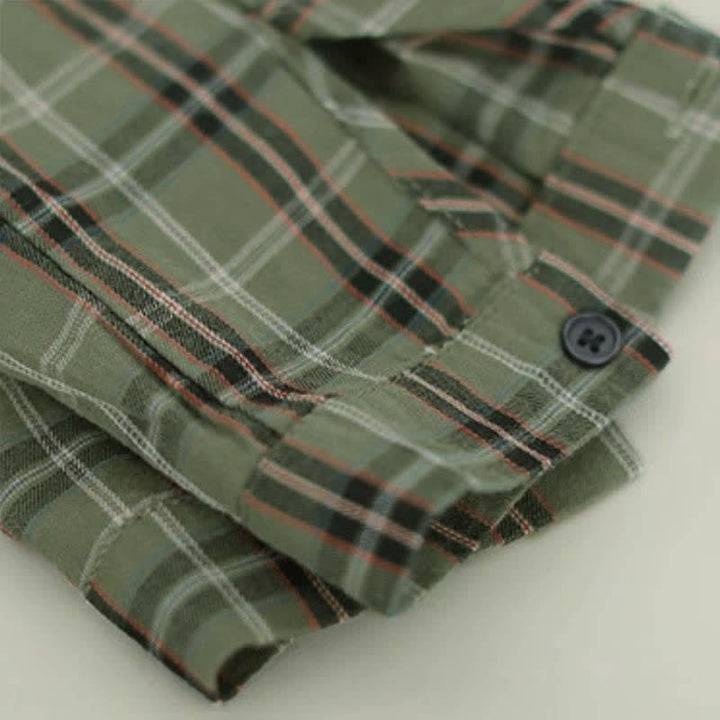 Buddha Stones Fall Casual Vintage Button-Up Contrast Collar Plaid Women's Long Sleeve Shirts - image 14