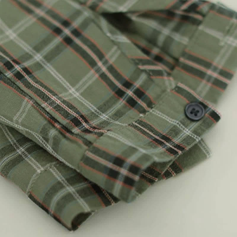 Buddha Stones Fall Casual Vintage Button-Up Contrast Collar Plaid Women's Long Sleeve Shirts - image 15