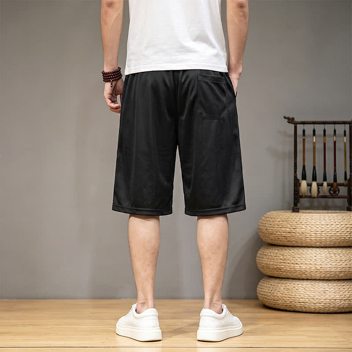 Buddha Stones Summer Boho Drawstring Elastic Waist Geometric Trim Men's Shorts With Pockets - image 11