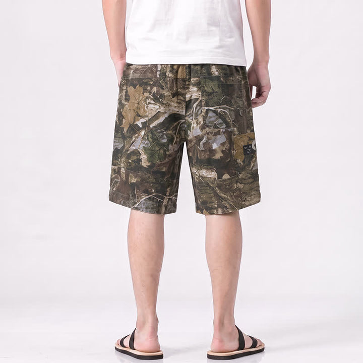 Buddha Stones Summer Casual Athletic Drawstring Camouflage Leaves Cotton Ramie Men's Shorts With Pockets - image 11