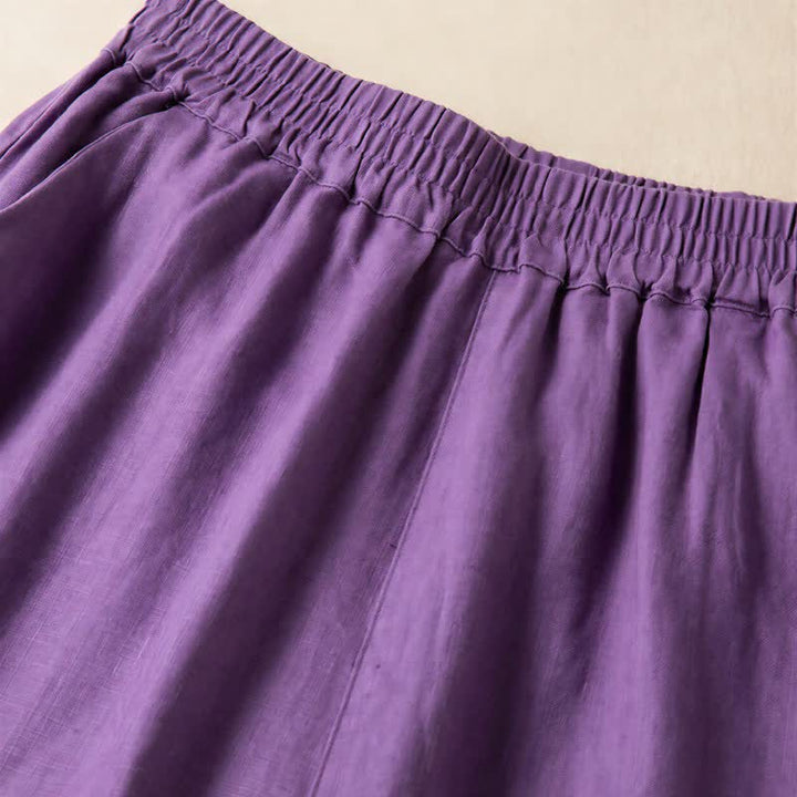 Buddha Stones Casual Solid Color Women's Wide Leg Pants With Pockets - image 8