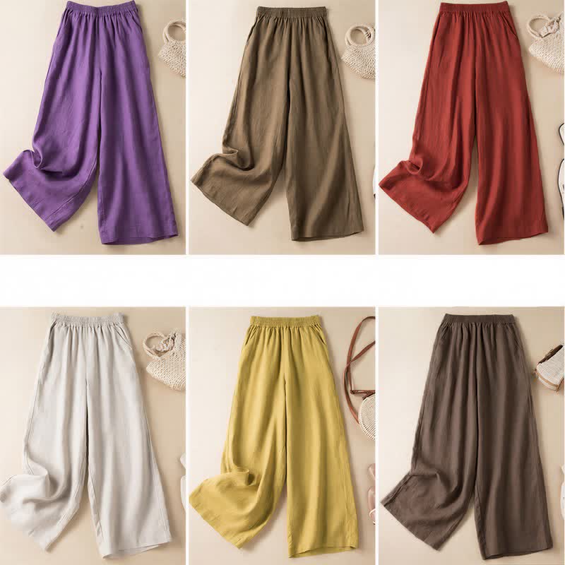 Buddha Stones Casual Solid Color Women's Wide Leg Pants With Pockets - image 31