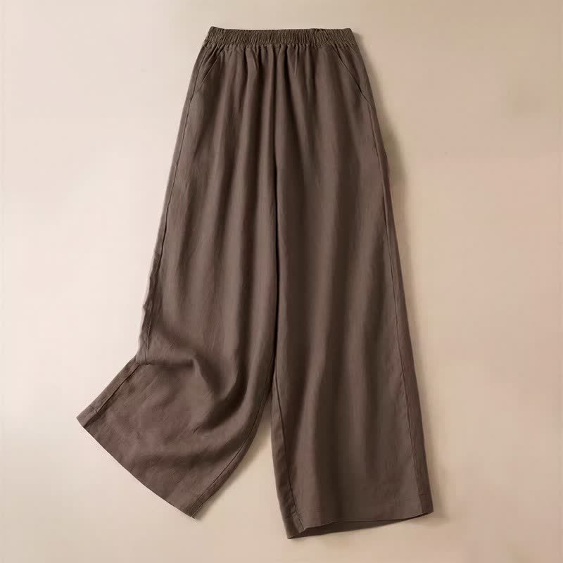 Buddha Stones Casual Solid Color Women's Wide Leg Pants With Pockets - Peru - US12，UK/AU16，EU44 (3XL) - image 14