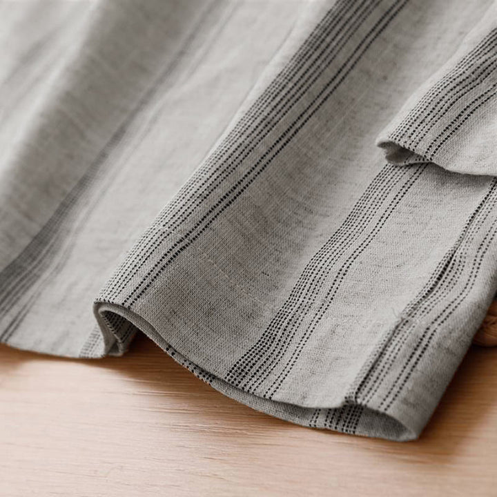 Buddha Stones Spring Summer Casual Drawstring Striped Cropped Pants Women's Wide Leg Pants With Pockets - image 8