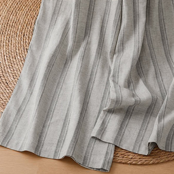 Buddha Stones Spring Summer Casual Drawstring Striped Cropped Pants Women's Wide Leg Pants With Pockets - image 7