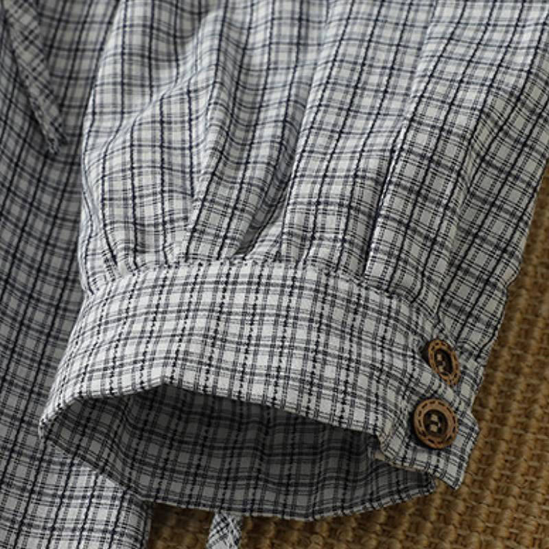Buddha Stones Spring Casual Button-Up Plaid Women's Long Sleeve Dress - image 6