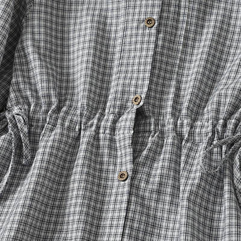 Buddha Stones Spring Casual Button-Up Plaid Women's Long Sleeve Dress - image 5