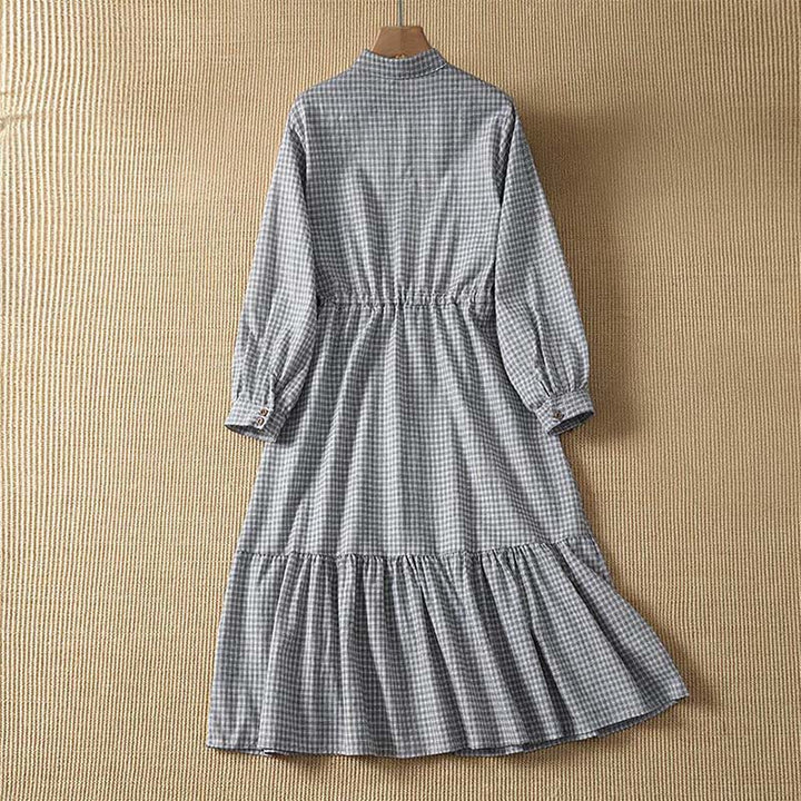 Buddha Stones Spring Casual Button-Up Plaid Women's Long Sleeve Dress - image 2