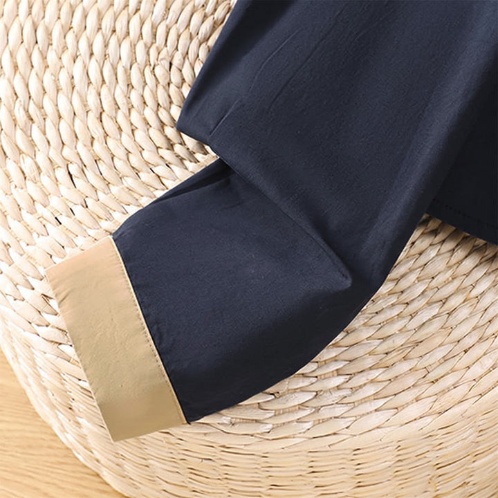 Buddha Stones Summer Casual Minimalist Solid Contrast Trim Women's Long Sleeve Shirts With Patch Pocket - image 4