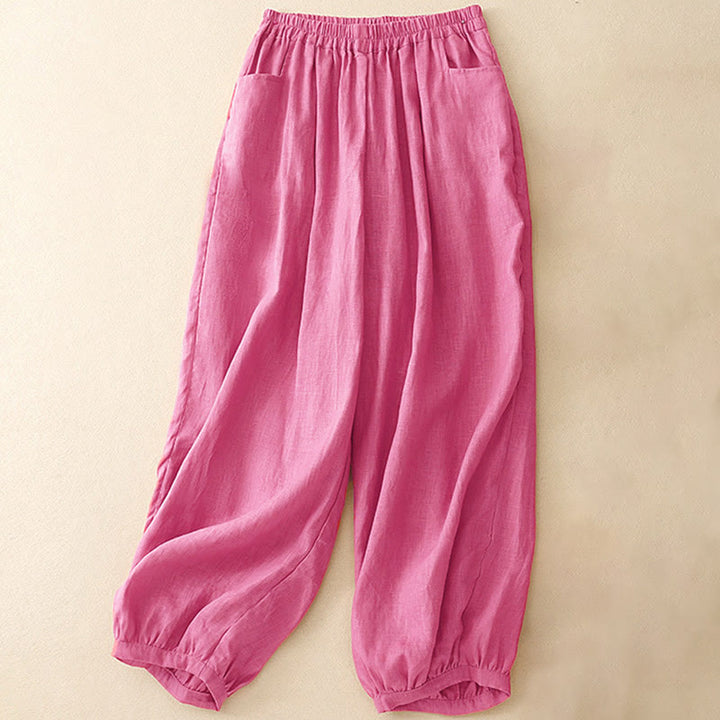 Buddha Stones Summer Commute Pure Color Women's Ankle-Length Pants With Pockets - PaleVioletRed - US8-10，UK/AU12-14，EU40-42 (2XL) - image 0