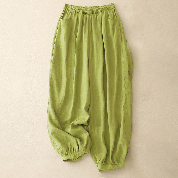 Buddha Stones Summer Commute Pure Color Women's Ankle-Length Pants With Pockets - YellowGreen - US8-10，UK/AU12-14，EU40-42 (2XL) - image 14