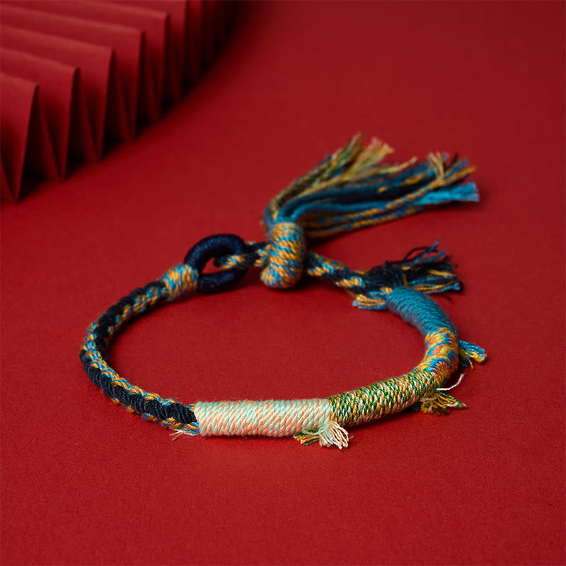 Buddha Stones Cotton Rope Retro Boho Adjustable Tassel Bracelet - Navy Blue Mix - 5.5–6.7 in (14–17 cm) - image 14