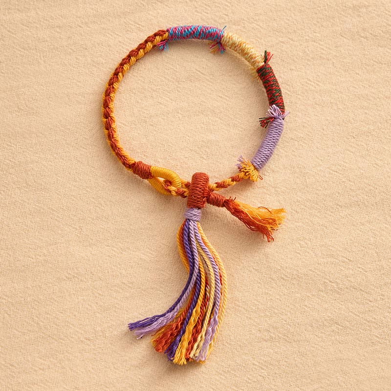 Buddha Stones Cotton Rope Retro Boho Adjustable Tassel Bracelet - image 2