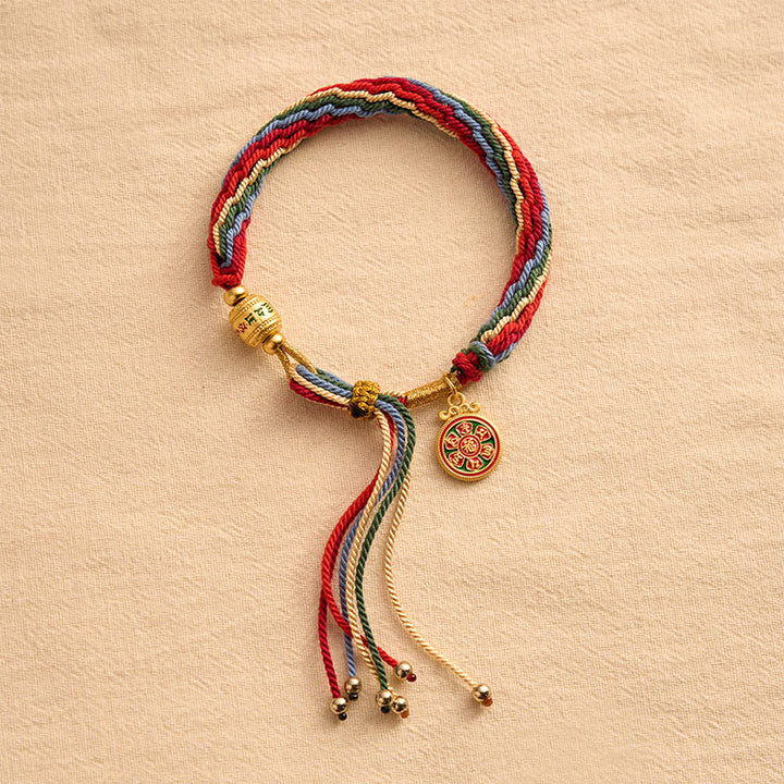 Buddha Stones Multicolor Rope Energy Enamel Om Mani Padme Hum Charm Bracelet - image 2