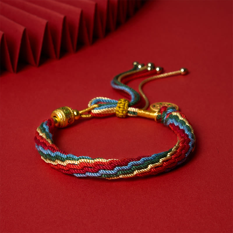 Buddha Stones Multicolor Rope Energy Enamel Om Mani Padme Hum Charm Bracelet - image 1