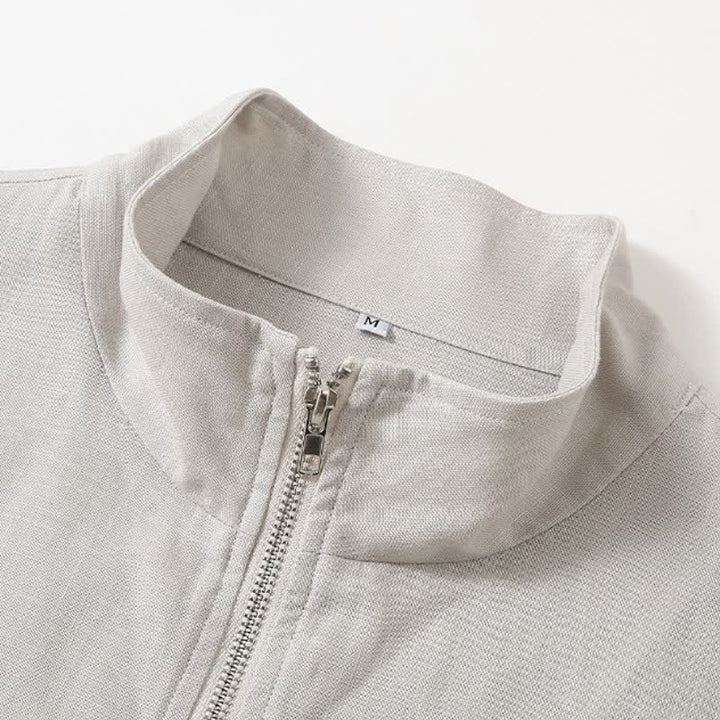 Buddha Stones Fall Minimalist Mandarin Collar Solid Men's Jackets With Pocket - image 4