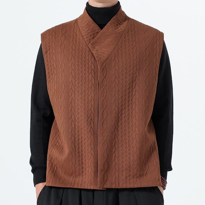 Buddha Stones Fall Winter Casual Minimalist Solid Knit Tank Top Men's Vests - Sienna - US/UK/AU46，EU56 (5XL) - image 0