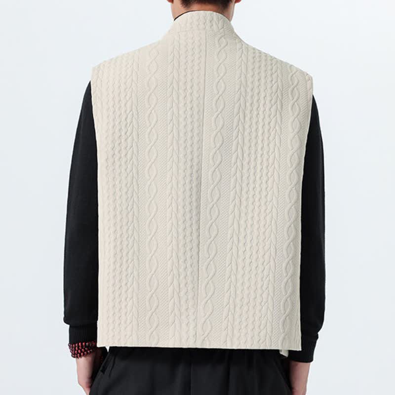 Buddha Stones Fall Winter Casual Minimalist Solid Knit Tank Top Men's Vests - image 8
