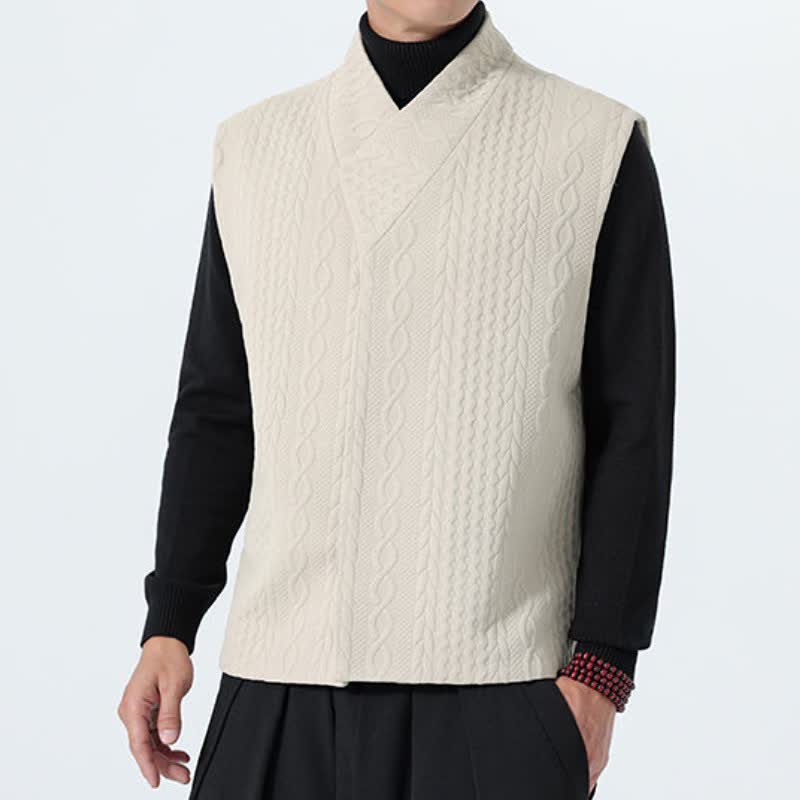 Buddha Stones Fall Winter Casual Minimalist Solid Knit Tank Top Men's Vests - image 7