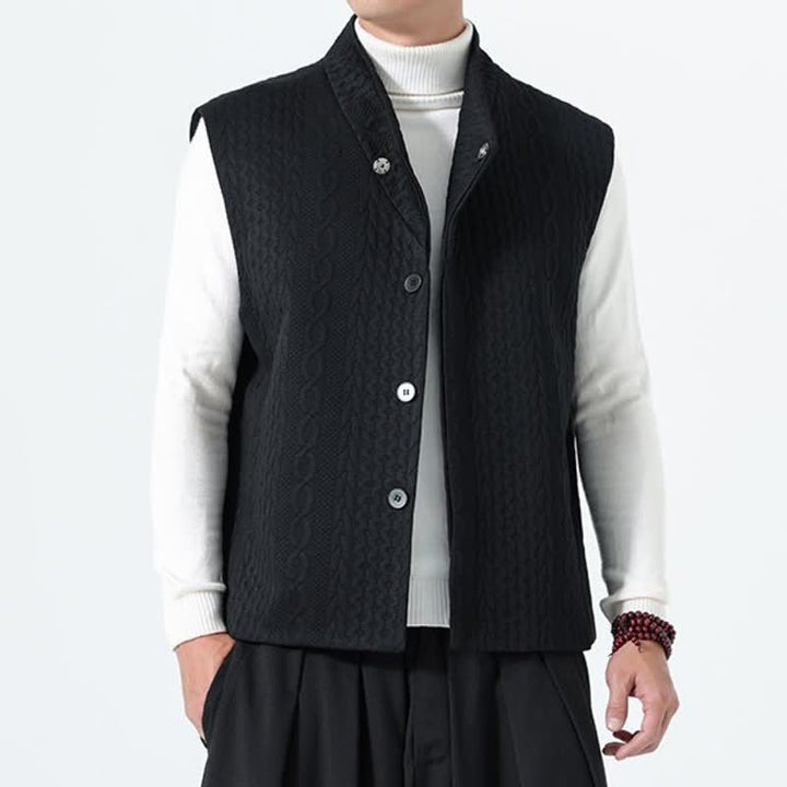 Buddha Stones Fall Winter Casual Minimalist Solid Knit Tank Top Men's Vests - image 21