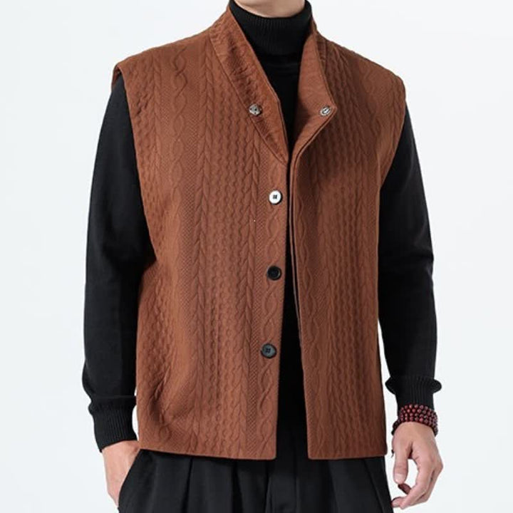 Buddha Stones Fall Winter Casual Minimalist Solid Knit Tank Top Men's Vests - image 4