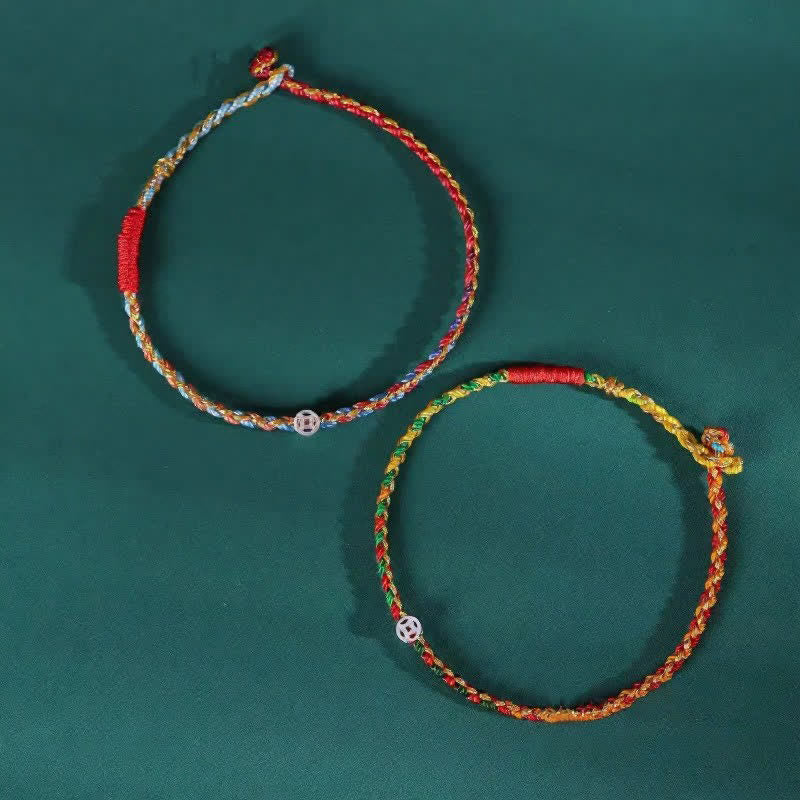 Buddha Stones 925 Sterling Silver Colorful Braided Fortune Bracelet - image 7