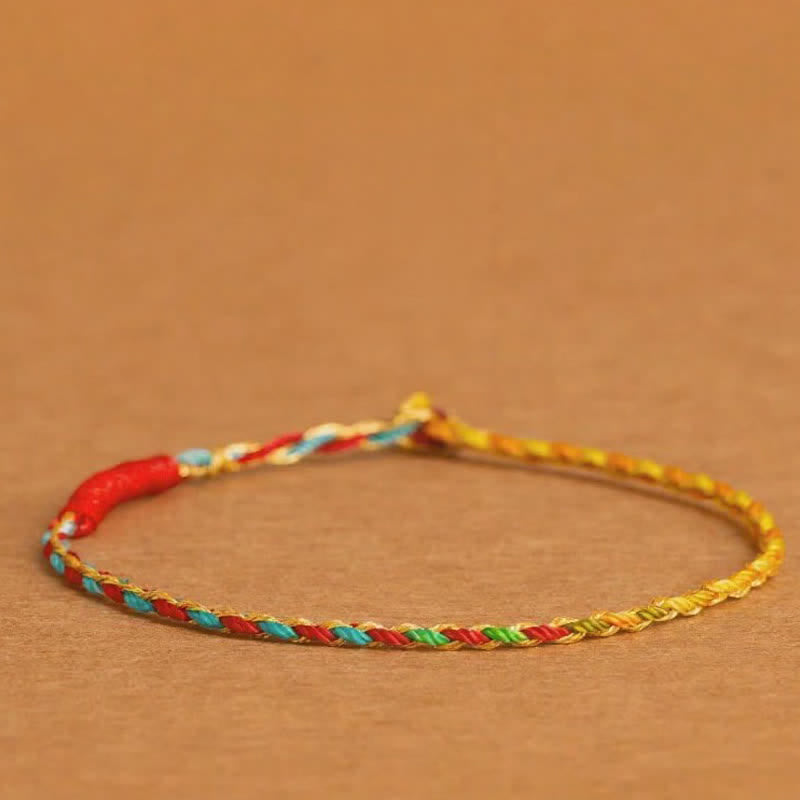 Buddha Stones 925 Sterling Silver Hand-Woven Multicolor Red String Faith Bracelet - Yellow Color Scheme(Plain Rope) - 7.1–7.5 in (18–19 cm) - image 10