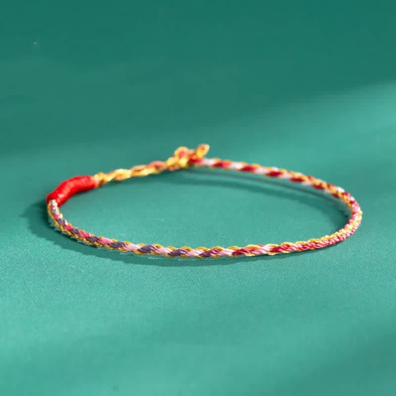 Buddha Stones 925 Sterling Silver Hand-Woven Multicolor Red String Faith Bracelet - Pink Color Scheme(Plain Rope) - 7.1–7.5 in (18–19 cm) - image 11