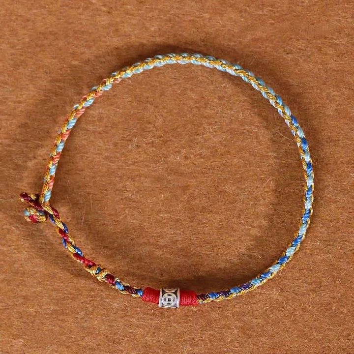 Buddha Stones 925 Sterling Silver Hand-Woven Multicolor Red String Faith Bracelet - Blue Color Scheme - 7.1–7.5 in (18–19 cm) - image 8