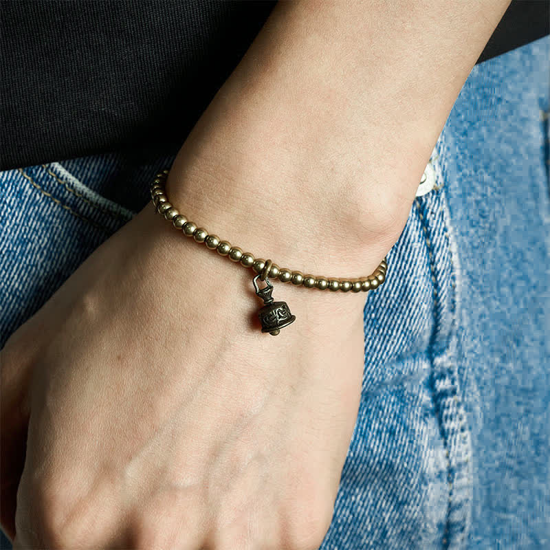 Buddha Stones Copper Beads Bell Pendant Balance Bracelet - 7.1–7.5 in (18–19 cm) - image 0