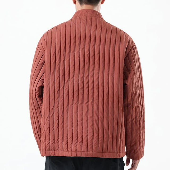Buddha Stones Fall Winter Casual Tang Style Frog Button Solid Men's Jackets With Pocket - image 21