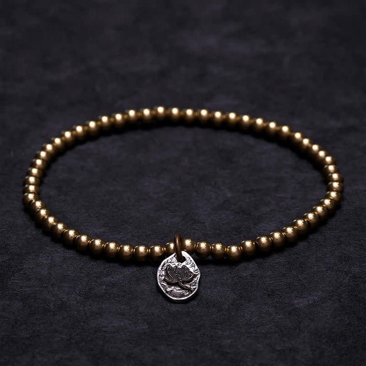Buddha Stones Copper Beads Lotus Charm Healing Bracelet - 7.1–7.5 in (18–19 cm) - image 0