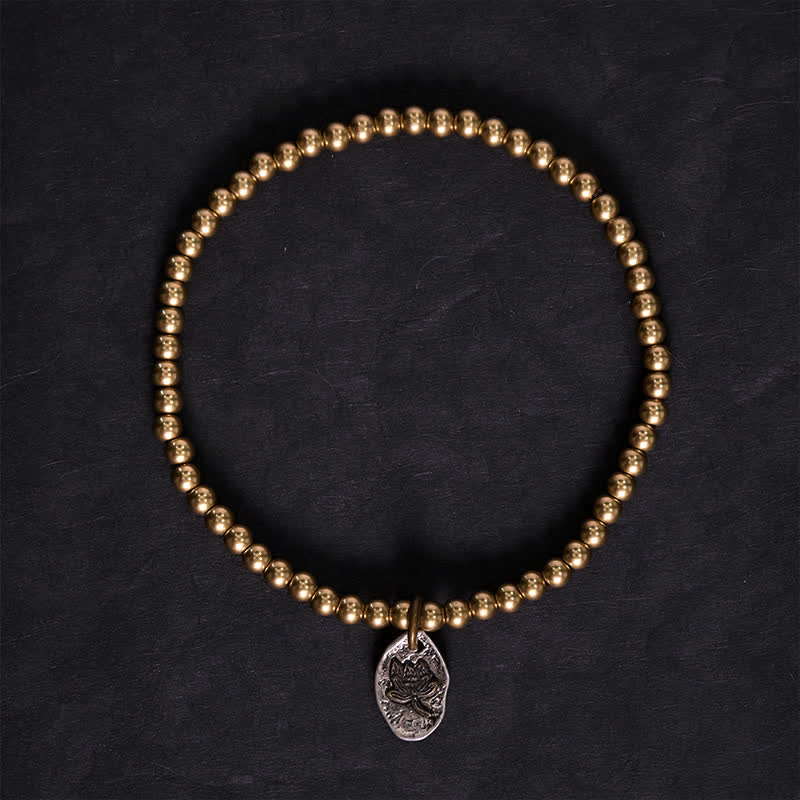 Buddha Stones Copper Beads Lotus Charm Healing Bracelet - image 2