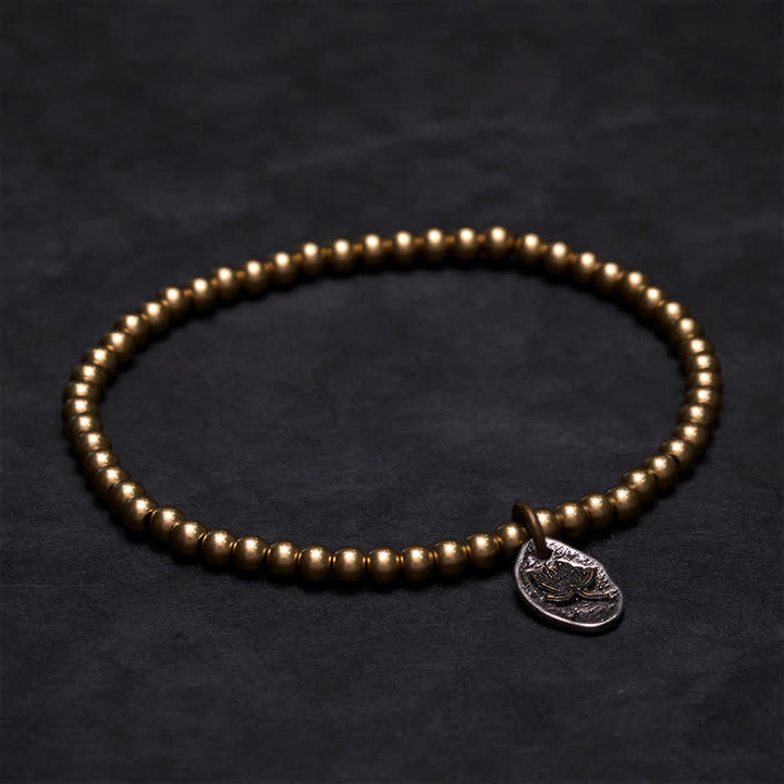 Buddha Stones Copper Beads Lotus Charm Healing Bracelet - image 1
