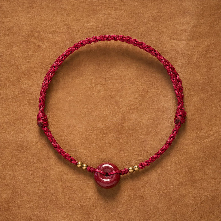 Buddha Stones Red String Peace Buckle Copper Protection Bracelet - Red String(Protection ♥ Luck) - image 0