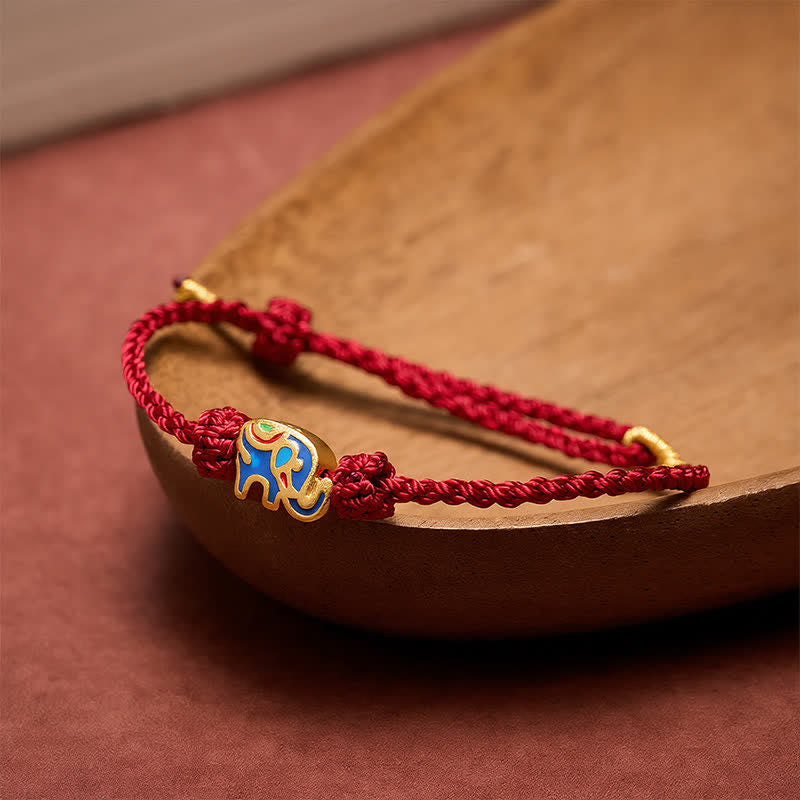 Buddha Stones Elephant Red String Woven Wisdom Bracelet - image 1