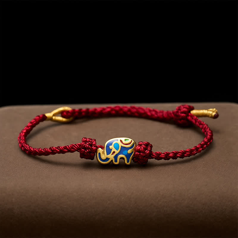 Buddha Stones Elephant Red String Woven Wisdom Bracelet - image 2